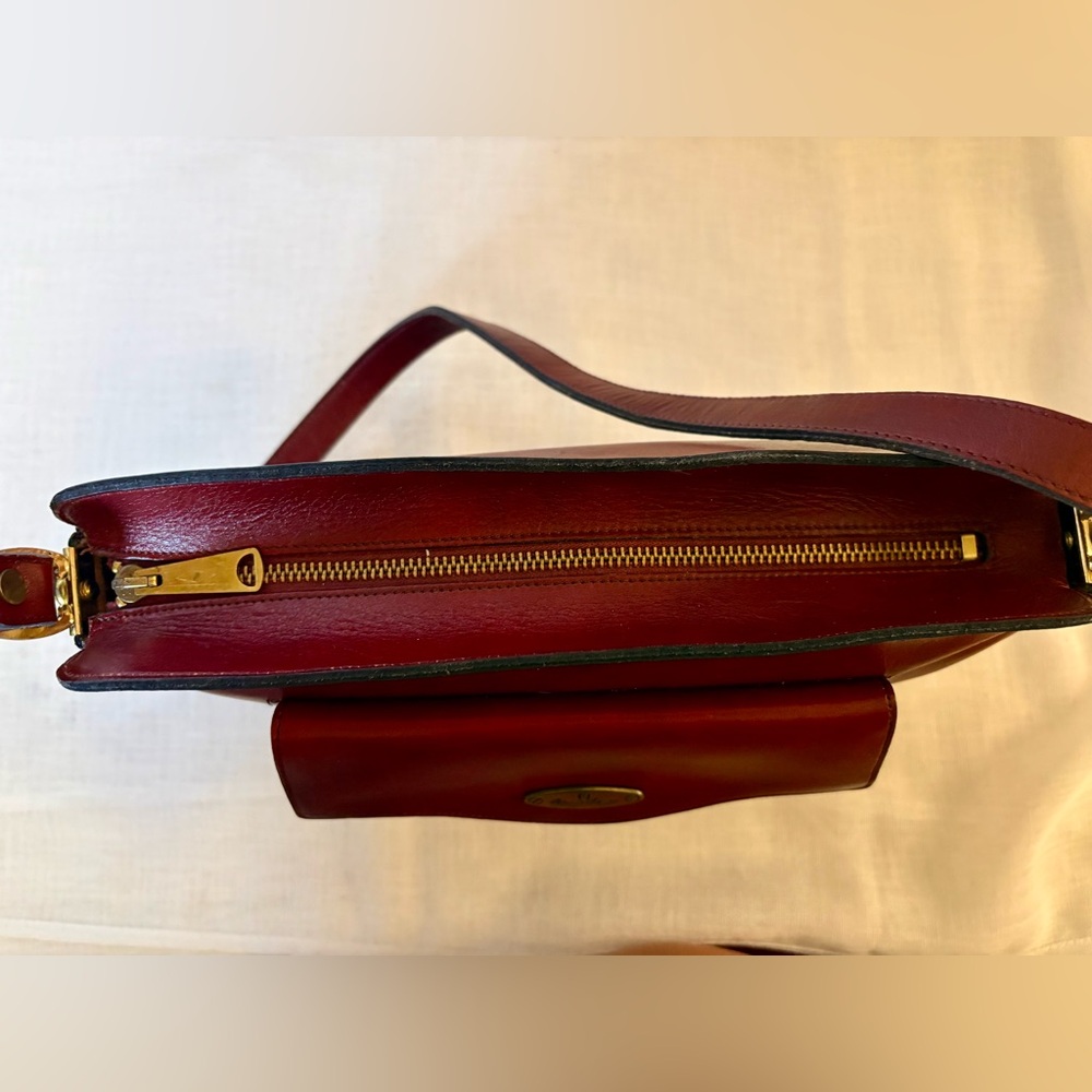 Vintage Etienne Aigner Handmade Oxblood Red Leather Shoulder Bag Purse RARE EUC - Picture 10 of 14